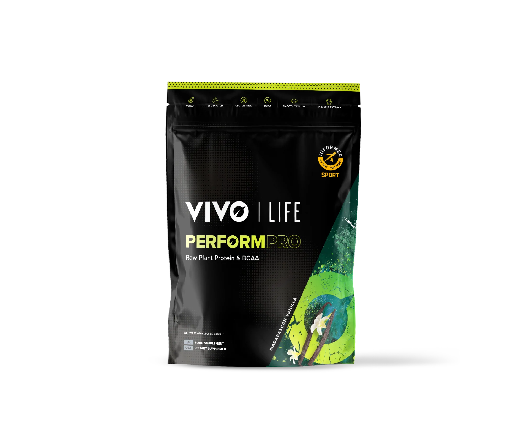 Proteína vegetal cruda y BCAA en polvo Vivo Perform 988 g - Vivo Life España